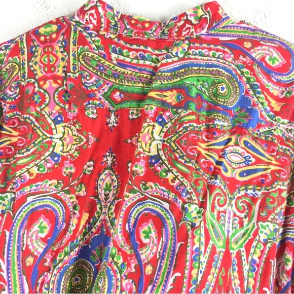 Ralph Lauren Paisley Button Shirt Plus Women Size 3X Multicolor Red - Picture 5 of 12